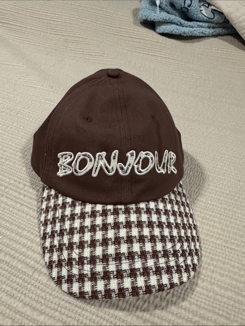 Anthropologie Brown 'Bonjour' Cap with Houndstooth Brim